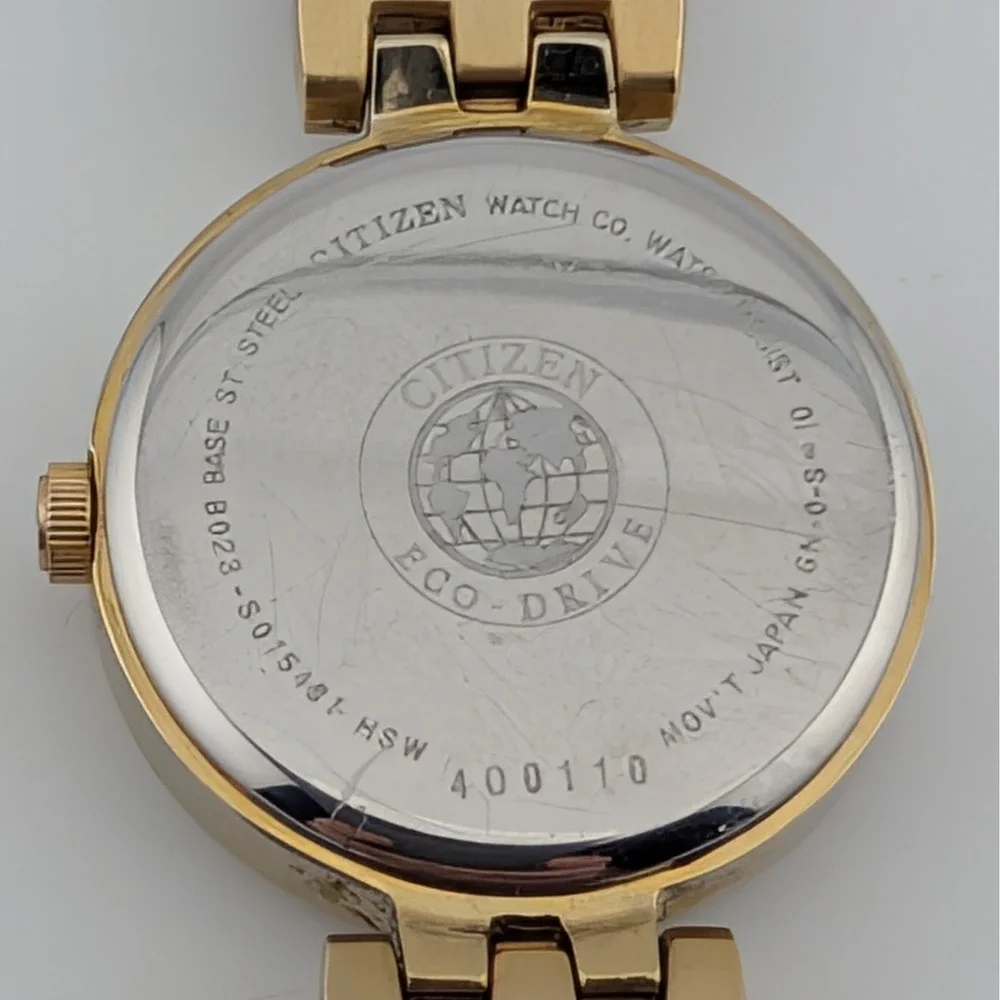 Citizen Eco-Drive B023-S015481 Women's Watch Gold Tone Sunburst New Capacitor